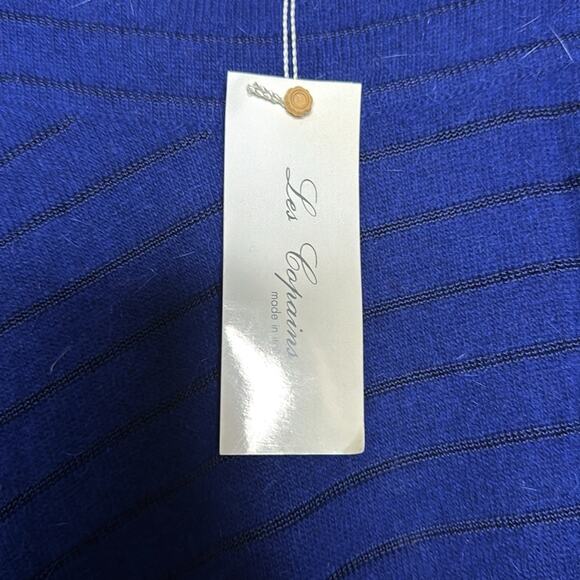 NWT Vintage Les Copains Blue Sheer Striped Sweater - Picture 5 of 6